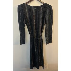 Vintage Billy Jack For Her Dress Womens Size 11/12?? Black Metallic Puff Sleeve